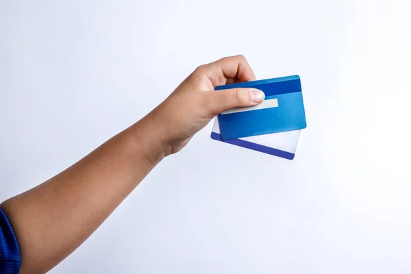 Kvinnans Hand Med Kreditkort — Stockfoto