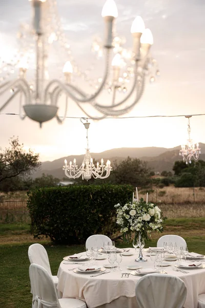 Beautiful Wedding Decorations Outdoor Restaurant — Stock Photo, Image