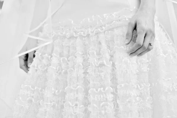 Vista Cortada Vestido Noiva — Fotografia de Stock