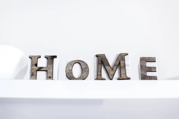Home Word Een Houten Tafel — Stockfoto