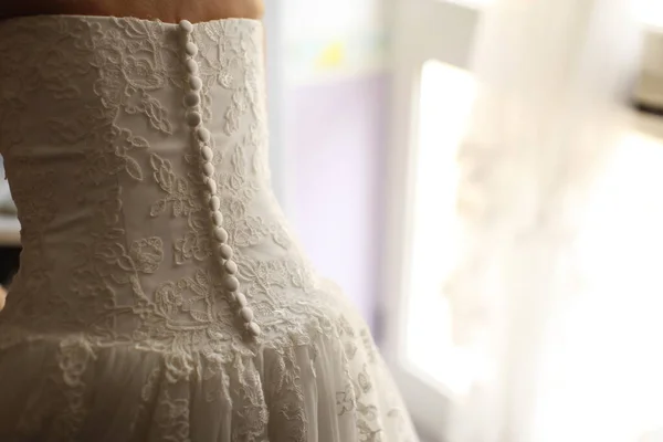 Крупним Планом Деталі Весільної Сукні — стокове фото