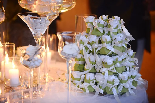 Wedding Decoration Candles Flowers — Stock Photo, Image