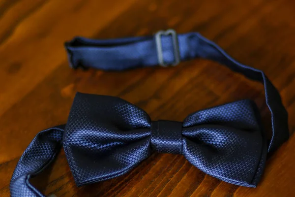 Closeup Shot Wedding Tie Bow Tie Wooden Surface — Stock Photo, Image