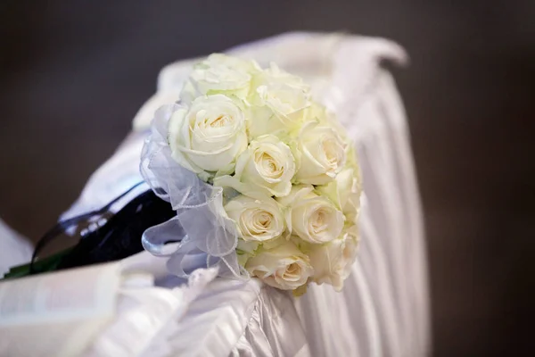 Свадебный Букет Роз Роз Белые Цветы Розы Букет Свадебный Букет — стоковое фото