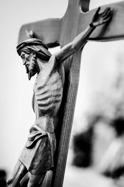 Хрест Розп Ятті Чорно Білий — стокове фото