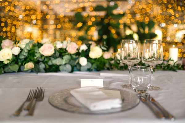 Beautiful Wedding Decor Flowers Candles White — Stock Photo, Image