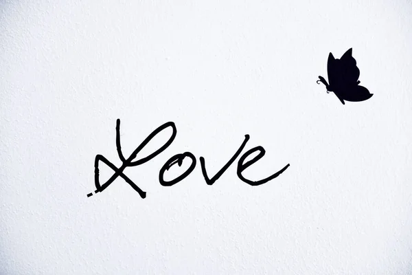 Ord Kärlek Och Fjäril — Stockfoto