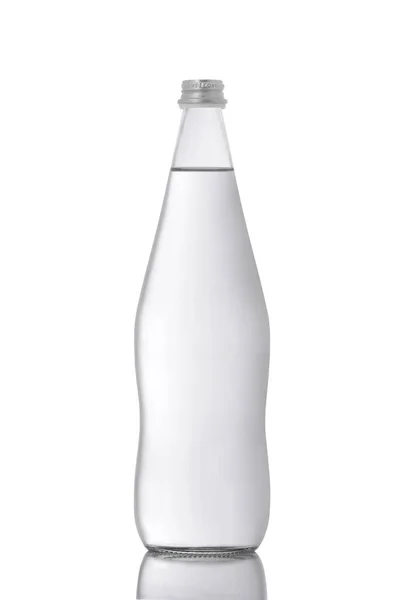 Garrafa Plástico Com Líquido Isolado Branco — Fotografia de Stock