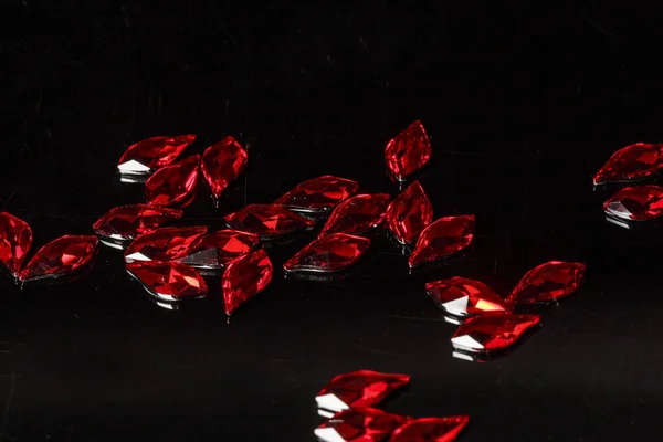 Red Gemstones Black Background — Stock Photo, Image