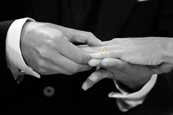 Wedding Rings Hands Bride — Stockfoto