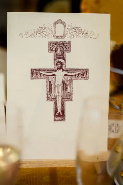 Λεπτομέρειες Για Τραπέζι Του Γάμου Στην Εκκλησία — Φωτογραφία Αρχείου