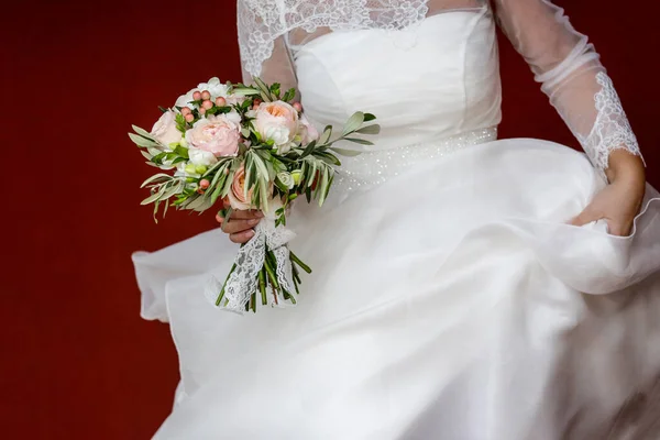 Het Beeld Van Bruid Het Bruidsboeket — Stockfoto