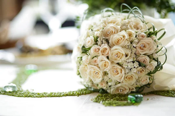 Bouquet Mariée Blanc Dans Mariage — Photo