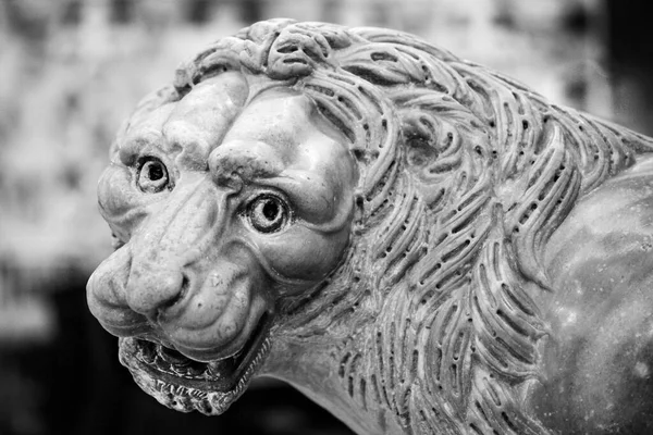 Nahaufnahme Des Kopfes Der Löwenstatue — Stockfoto