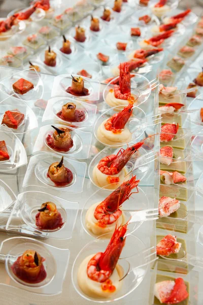 Catering Table Snacks Gourmet Seafood — Stock Photo, Image