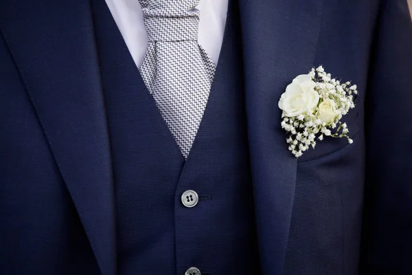 Blue Suit Bow Tie Neck Close — Stock Photo, Image