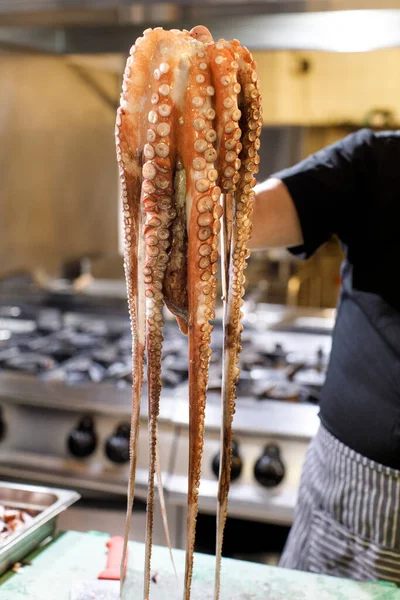 Octopus Being Cooked Fire Market — Stock Photo, Image