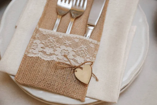 Dekorasi Pernikahan Dengan Cutlery Dan Aksesoris — Stok Foto