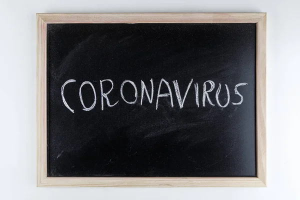 Tableau Noir Avec Coronavirus Autres Éléments Médicaux Liés Pandémie — Photo