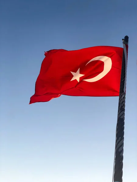 flag of turkey on blue sky backround