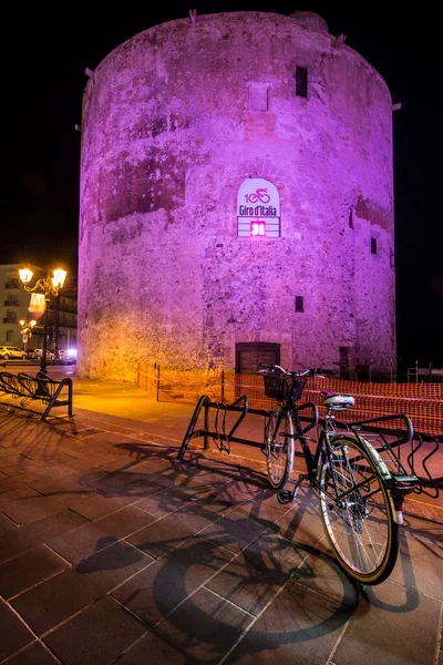 Beautiful Torre Sulis Architecture Night Alghero Sardinia — Stock Photo, Image