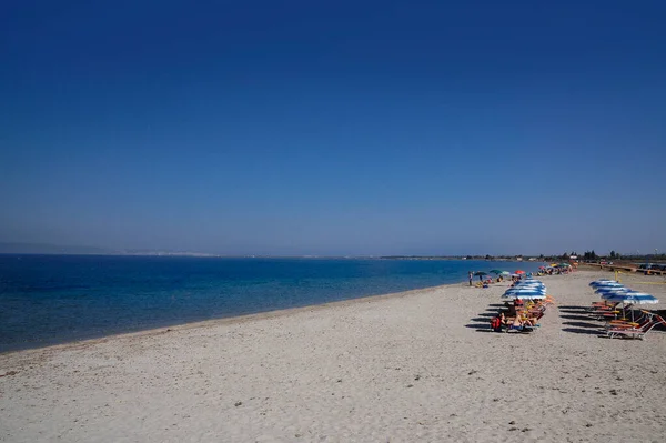 Strand Medelhavet Kust Betong Grekisk — Stockfoto