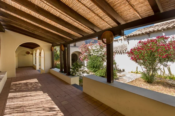 stock image view of a beautiful house with a garden