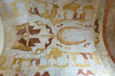 taş bir duvarın eski mozaiği.