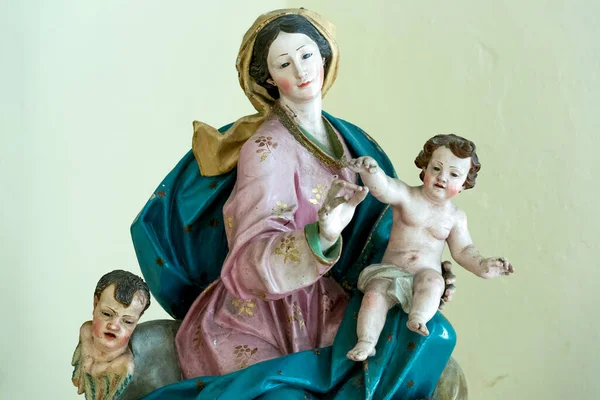 Estatueta Porcelana Virgem Maria Jesus — Fotografia de Stock