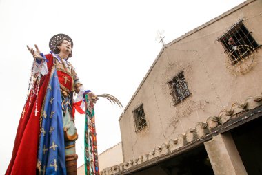 Aziz Effisio Heykeli. Cagliari, Sardunya 'da Sant' Efisio Festivali. 