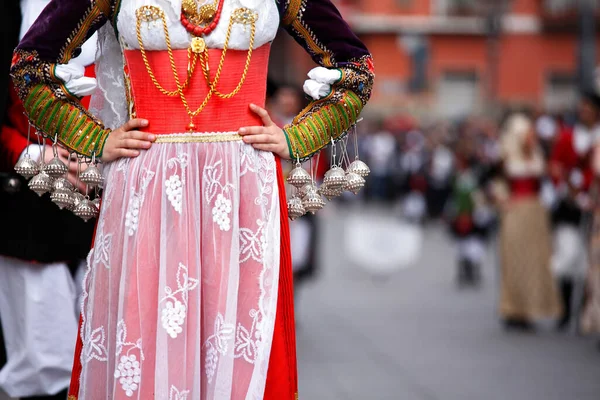 Vrouw Traditionele Volkskleding Sardinië — Stockfoto