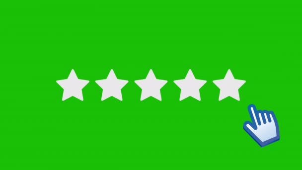 緑の画面の背景にアプリやウェブサイトのための製品品質 顧客フィードバックやレビューのための5つ星評価 クロマキー — ストック動画