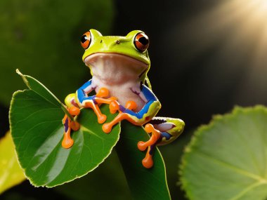 Tree frog with blurred background clipart