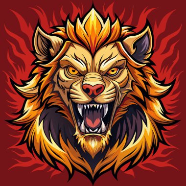 Illustration of an angry lion head design clipart