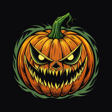 Spooky intricate hand drawn pumpkin. clipart