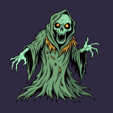 Creepy ragged ghost illustration design. clipart