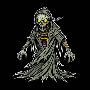 Creepy ragged ghost illustration design. clipart