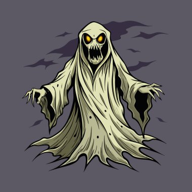 Creepy ragged ghost illustration design. clipart