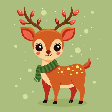 Cute deer design illustration Christmas concept clipart