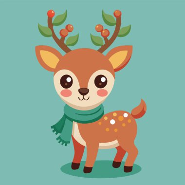 Cute deer design illustration Christmas concept clipart