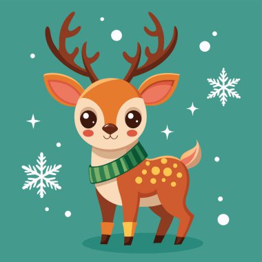 Cute deer design illustration Christmas concept clipart