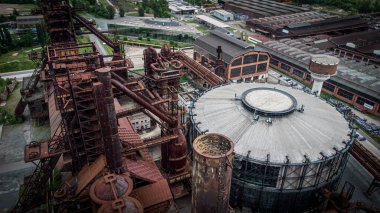 Dolni Vitkovice 'nin hava fotoğrafı. Ölüm zamanı. Ostrava 'daki endüstriyel kompleks. Çek malı. Yüksek kalite fotoğraf