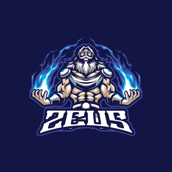 Zeus Mascotte Logo Design Met Moderne Illustratie Concept Stijl Voor — Stockvector