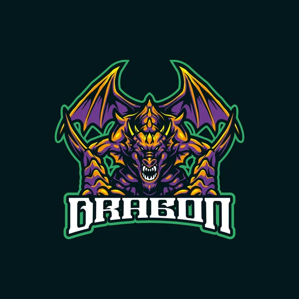 Dragon Mascot Logo Design Vector Modern Illustration Concept Style Badge — Stock Vector