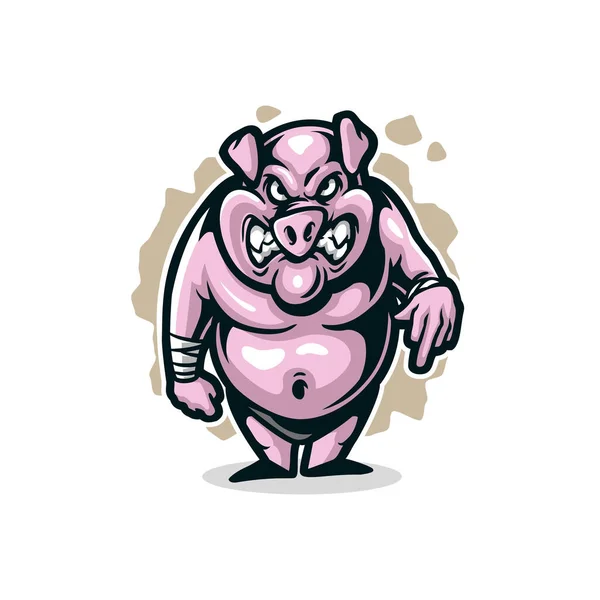 Schwein Maskottchen Logo Designvektor Mit Modernem Illustrationskonzept Für Abzeichen Emblem — Stockvektor