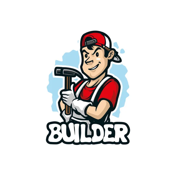 Builder Mascotte Logo Design Vector Met Moderne Illustratie Concept Stijl — Stockvector