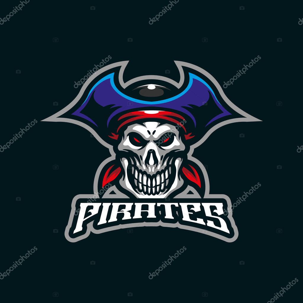 Pirates mascot logo design vector with modern illustration concept style for badge, emblem and t shirt printing. Skull pirates illustration for sport and esport team.