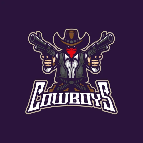 Design Logotipo Mascote Cowboy Com Estilo Conceito Ilustração Moderna Para —  Vetores de Stock