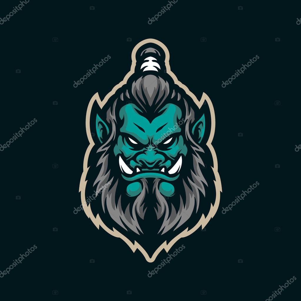 Orc mascot logo design with modern illustration concept style for badge, emblem and t shirt printing. Orc head illustration.