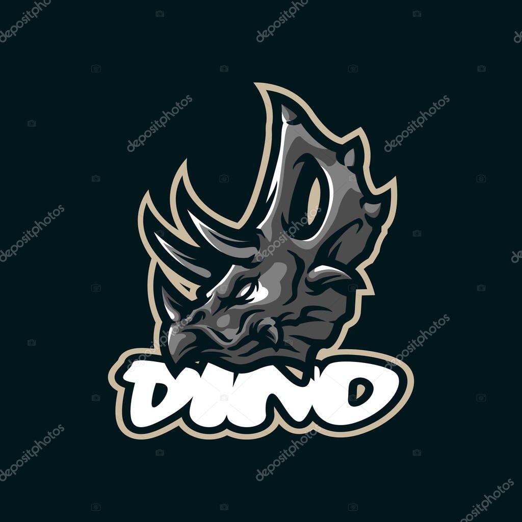 Dino mascot logo design with modern illustration concept style for badge, emblem and tshirt printing. Dinosaurus illustration.